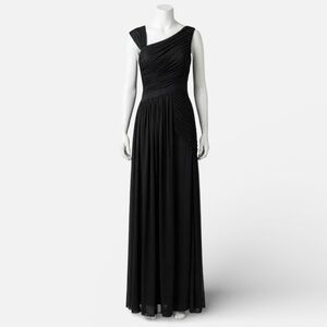 Chiara Boni La Petite One Shoulder Ruched Vampy Prom Maxi Gown Black Formal Sz 2